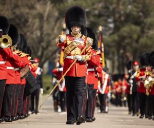 epa09135381 A handout photo made available by the British Ministry of Defence (MOD) shows members of House Division Bands practicing a drill as preparations for the funeral of His Royal Highness The Duke of Edinburgh, at Pirbright, Britain, 14 April 2021. Members of the Armed Forces have started their rehearsals including foot, rifle drill as well as band practices for all three services at Brunswick Lines. Britain's Prince Philip, the Duke of Edinburgh, has died on 09 April 2021 aged 99. The Buckingham Palace announced his funeral to take place in Windsor on 17 April. Around 730 Armed Forces personnel from the Royal Navy, Royal Marines, British Army and Royal Air Force will provide ceremonial support to the funeral arrangements of HRH The Duke of Edinburgh.  EPA/Sergeant Donald C Todd RLC/HANDOUT MANDATORY CREDIT: MOD/CROWN COPYRIGHT HANDOUT EDITORIAL USE ONLY/NO SALES
