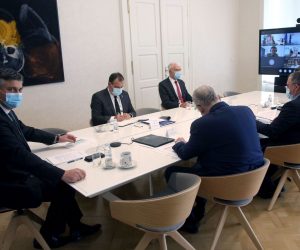 Zagreb, 15.4.2021 - Predsjednik Vlade Andrej Plenković predsjedao je sastankom Znanstvenog savjeta. Na slici Andrej Plenković, Vili Beroš, Zvonko Kusić i Krunoslav Capak.
Foto HINA/ Dario GRZELJ/ dag