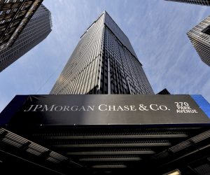 epa09144919 (FILE) - A view a sign at a JPMorgan Chase building in New York, New York, USA, 16 April 2009 (reissued 19 April 2021). On 19 April 2021 twelve European soccer clubs, AC Milan, Arsenal FC, Atletico de Madrid, Chelsea FC, FC Barcelona, FC Internazionale Milano, Juventus FC, Liverpool FC, Manchester City, Manchester United, Real Madrid CF and Tottenham Hotspur have announced the creation of a Super League. A spokesperson for JP Morgan confirmed 19 April 2021 that they are financially backing the new league.  EPA/JUSTIN LANE *** Local Caption *** 56618864