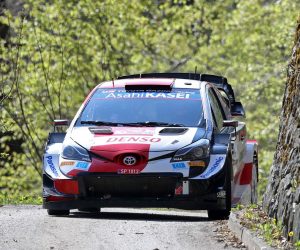 Zagreb, 22.04.2021 - Neslubeni trening WRC Croatia Rallya, tzv. Shakedown, na stazi kod Medvedgrada. Na slici engleski vozac Elfyn Evans i suvozac Martin Scott u automobilu Toyota Yaris WRC.
foto HINA/ Damir SENCAR/ ds