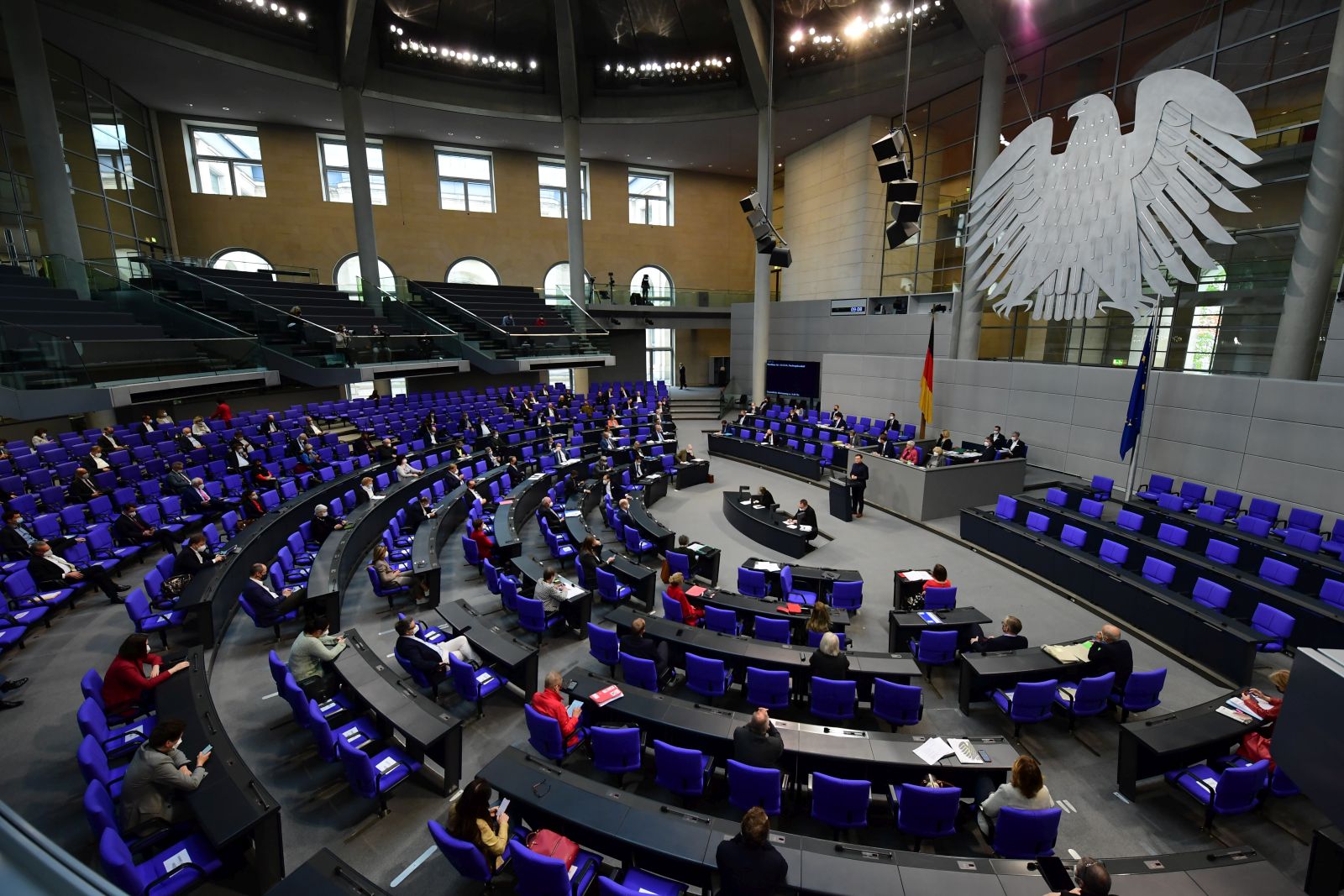 epa09154162 Social Democratic Party (SPD) faction parliamentary manager in the German parliament Bundestag Carsten Schneider speaks during a session of the German Parliament ’Bundestag’ in Berlin, Germany, 23 April 2021. The German Parliament ’Bundestag’ discusses a supplementary budget.  EPA/CLEMENS BILAN