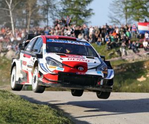 Leskovac Barilovicki, 23.04.2021 - Prvi dan WRC Croatia Rallya, etapa SS08, Pecurkovo brdo - Mrenicki Novaki. Na slici francuski vozac Sébastien OGIER i suvozac Julien INGRASSIA u automobilu Toyota Yaris WRC.
foto HINA/ Damir SENCAR/ ds