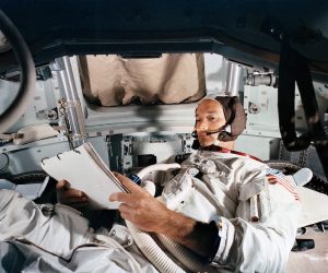 epa09165748 A handout photo made available by the NASA shows Command Module (CM) pilot Michael Collins practices in the CM simulator at Kennedy Space Center, Florida, USA, 19 June 1969 (issued 28 April 2021). The Apollo 11 crew astronaut Michael Collins has died at the age of 90, his familly announced in a statement on 28 April 2021.  EPA/NASA HANDOUT  HANDOUT EDITORIAL USE ONLY/NO SALES