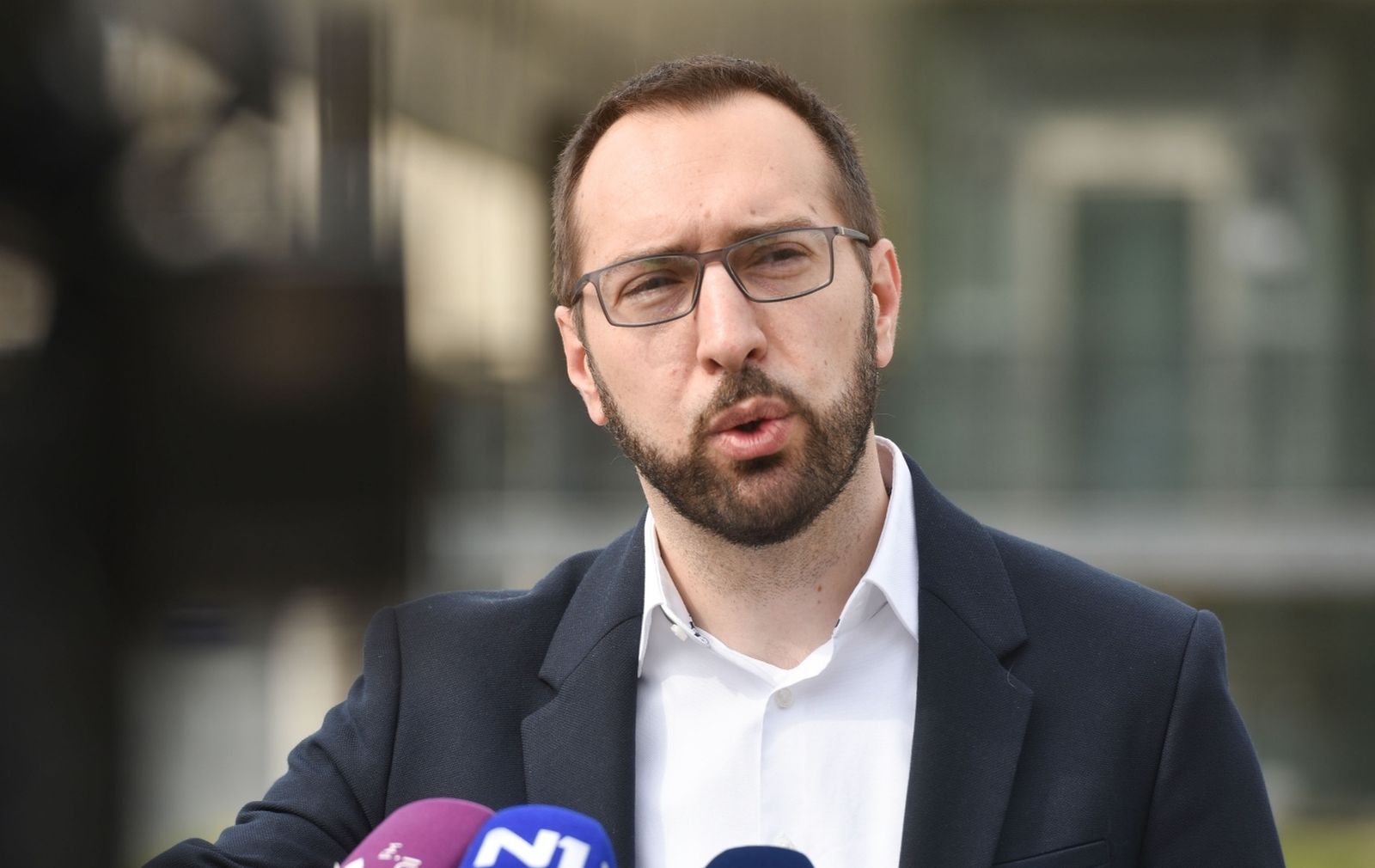 2.4.2021.,Zagreb - Tomislav Tomasevic kandidat za gradonacelnika Grada Zagreba ispred Gradskog poglavarstva odrzao je konferenciju za medije.
photo: Davorin Visnjic/pixsell