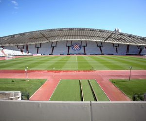 04.10.2019., Split - Travnjak na glavnom stadionu na Poljudu u losem stanju uoci utakmice Hrvatska - Madjarska.
Photo: Miranda Cikotic/PIXSELL