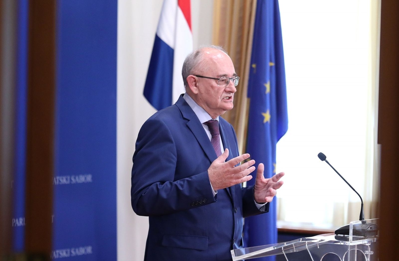 08.05.2020., Zagreb - Zastupnik HDZ-a Bozo Ljubic odrzao je u Saboru konferenciju za medije o Zagrebackom summitu.
Photo: Patrik Macek/PIXSELL