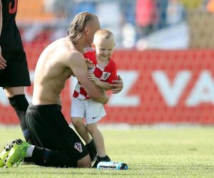 08.06.2019., stadion Gradski vrt, Osijek - Kvalifikacije za Europsko prvenstvo 2020., skupina E, 3. kolo, Hrvatska - Wales. David Vida, Domagoj Vida. PRI KORISTENJU FOTOGRAFIJE ZASTITITI IDENTITET DIJETETA (PREKRITI OCI) 
Photo: Goran Stanzl/PIXSELL