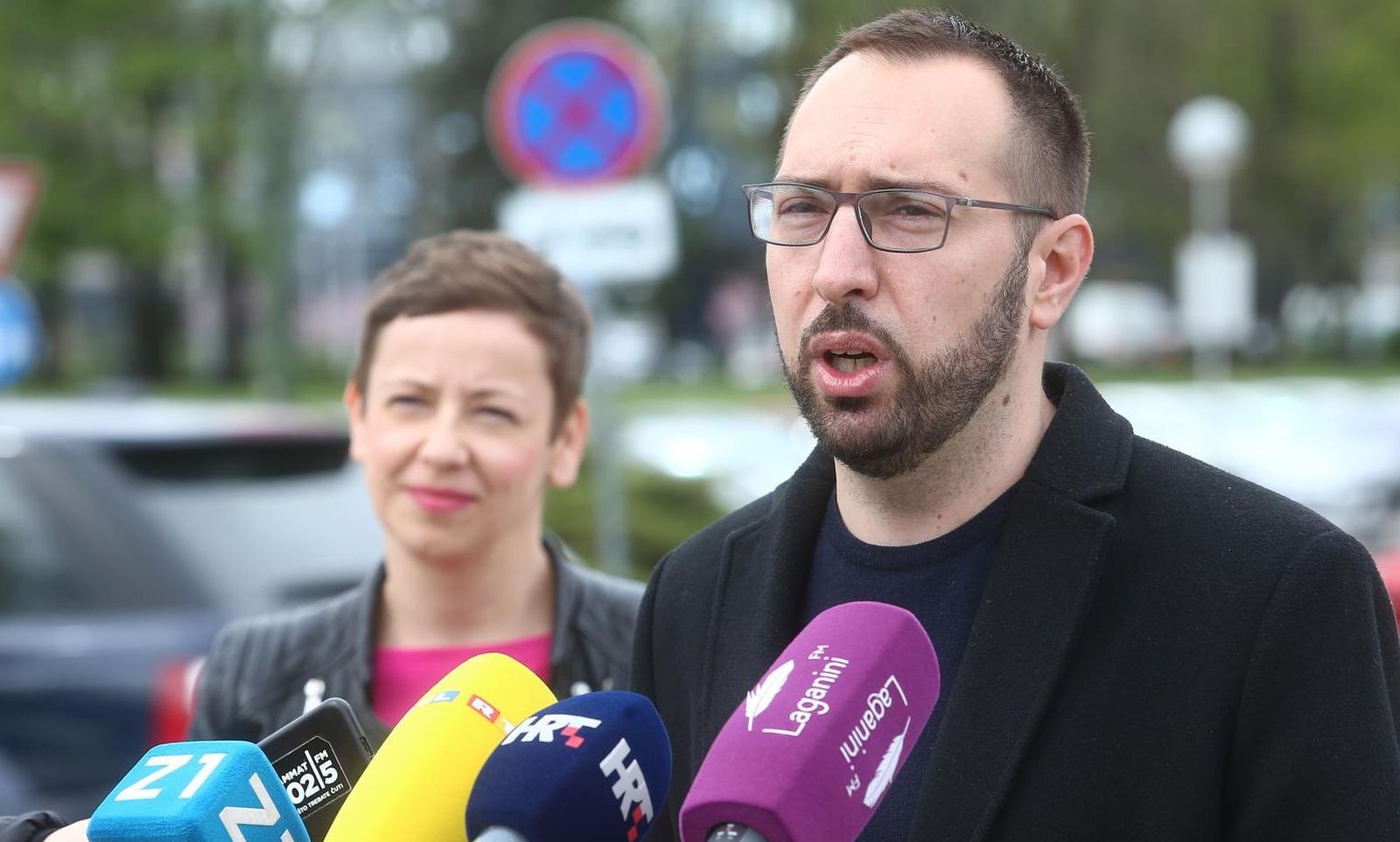 12.04.2021., Zagreb - Kandidat za zagrebackog gradonacelnika Tomislav Tomasevic predstavio svoju kandidatkinju i kandidata za zamjenike gradonacelnika.
Photo: Matija Habljak/PIXSELL