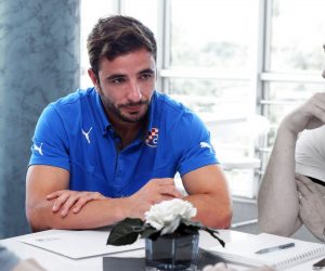 13.07.2014., Zagreb - U Vip prostorijama GNK Dinamo uz druzenje s novinarima predstavljeno osam ovosezonskih pojacanja Dinama. Goncalo Santos.
Photo: Luka Stanzl/PIXSELL