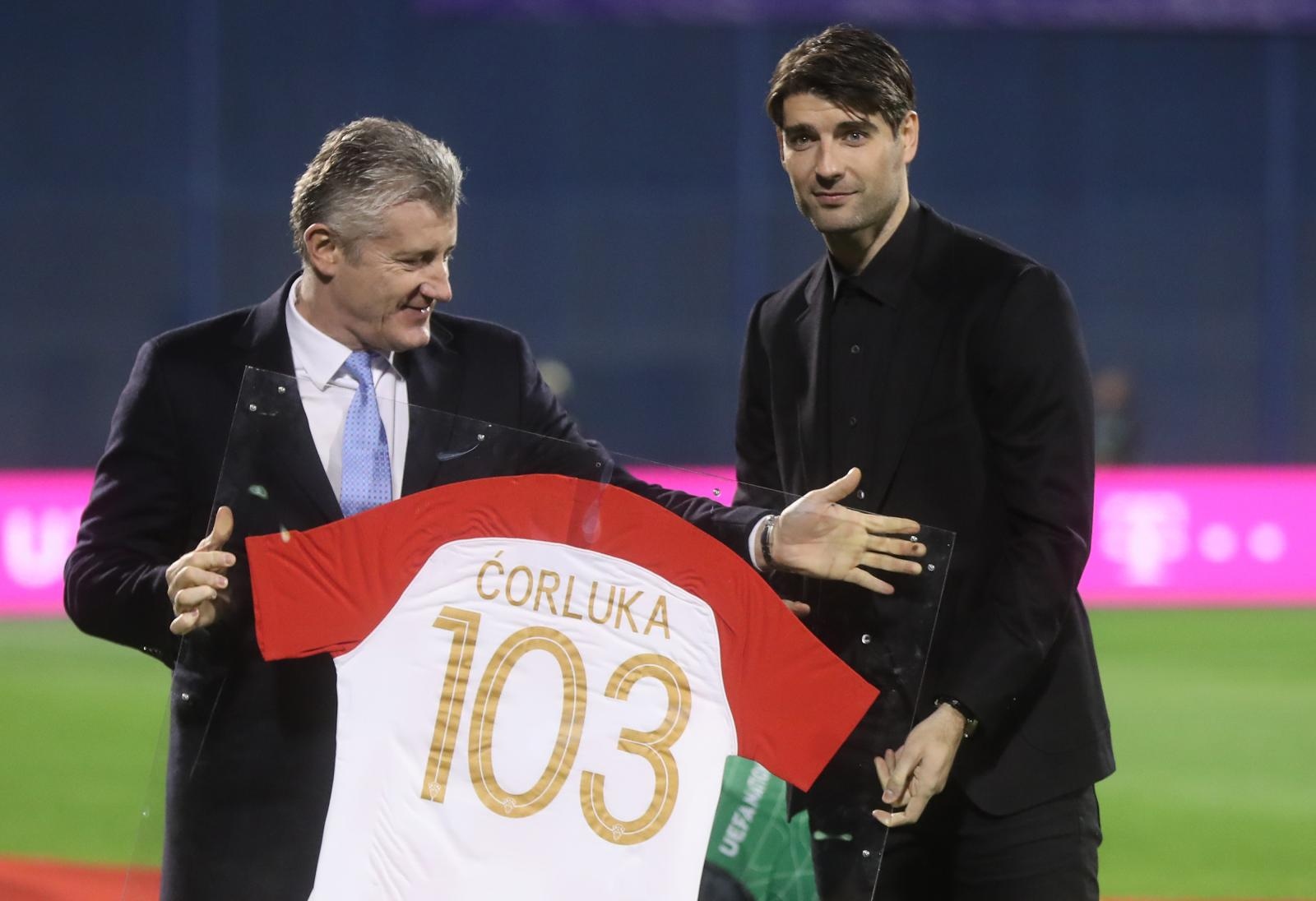 15.11.2018., stadion Maksimir, Zagreb - UEFA Liga nacija, Liga A, skupina 4, 3. kolo, Hrvatska - Spanjolska. Davor Suker, Vedran Corluka. Photo: Igor Kralj/PIXSELL