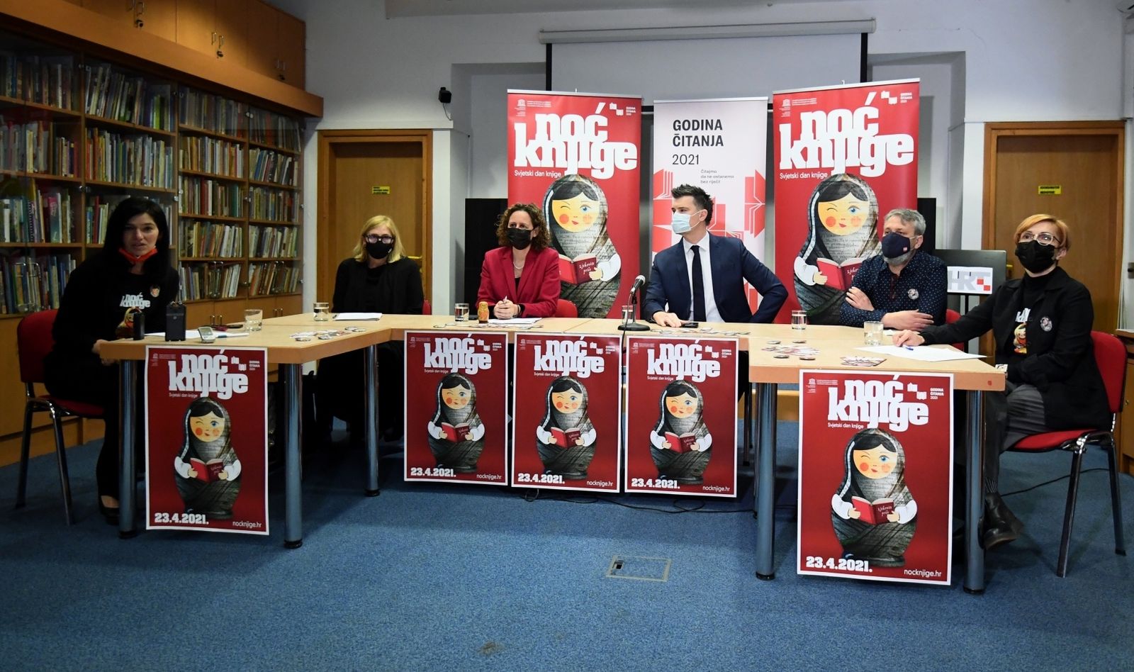 19.04.2021., Zagreb - Predstavljanje novog izdanja Noci knjige, na konferenciji sudjelovala je i ministrica kulture Nina Obuljen Korzinek i koordinatorica Nacionalne strategije poticanja citanja Maja Zrncic. 
Photo: Marko Lukunic/PIXSELL