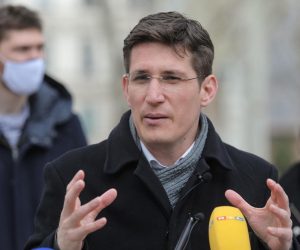 22.03.2021., Zagreb - Kandidat Mosta za gradonacelnika Zagreba Zvonimir Troskot je na godisnjicu zagrebackog potresa predstavio Mostov prijedlog obnove Donjeg grada. Photo: Tomislav Miletic/PIXSEL