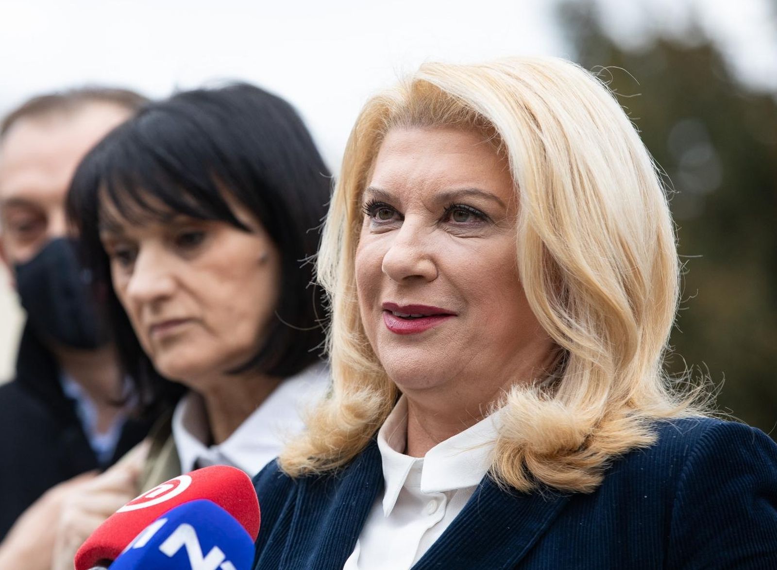 28.03.2021., Zagreb - Konferencija za medije kandidatkinje za gradonacelnicu Zagreba Vesne Skare Ozbolt na temu Zakona o obnovi zgrada ostecenih potresom na podrucju Grada Zagreba, Krapinsko-zagorske zupanije, Zagrebacke zupanije, Sisacko-moslavacke zupanije i Karlovacke zupanije. Photo: Davor Puklavec/PIXSELL