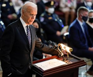 Slain U.S. Capitol Police officer William Evans is honored at the U.S. Capitol in Washington U.S. President Joe Biden speaks during a ceremony for slain U.S. Capitol Police officer William “Billy” Evans as he lies in honor at the Capitol in Washington, DC, U.S. April 13, 2021. Amr Alfiky/Pool via REUTERS POOL