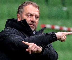 epa09141885 (FILE) Bayern's head coach Hansi Flick gestures during the German Bundesliga soccer match between Werder Bremen and Bayern Muenchen in Bremen, Germany, 13 March 2021 (reissued on 17 April 2021). 56-year-old FC Bayern Munich manager Hansi Flick is set to leave the club this summer, he announced on 17 April 2021, following the 3-2 win in the German Bundesliga match against Wolfsburg.  EPA/FOCKE STRANGMANN / POOL CONDITIONS - ATTENTION: The DFL regulations prohibit any use of photographs as image sequences and/or quasi-video. *** Local Caption *** 56760379