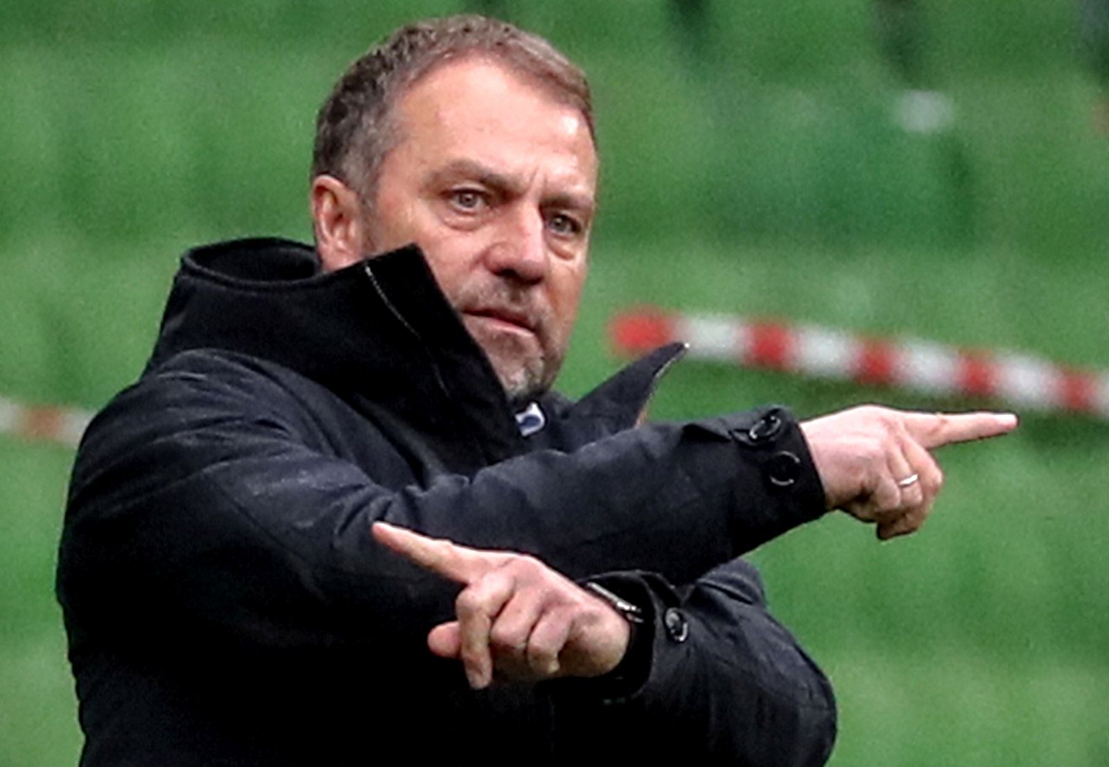 epa09141885 (FILE) Bayern's head coach Hansi Flick gestures during the German Bundesliga soccer match between Werder Bremen and Bayern Muenchen in Bremen, Germany, 13 March 2021 (reissued on 17 April 2021). 56-year-old FC Bayern Munich manager Hansi Flick is set to leave the club this summer, he announced on 17 April 2021, following the 3-2 win in the German Bundesliga match against Wolfsburg.  EPA/FOCKE STRANGMANN / POOL CONDITIONS - ATTENTION: The DFL regulations prohibit any use of photographs as image sequences and/or quasi-video. *** Local Caption *** 56760379