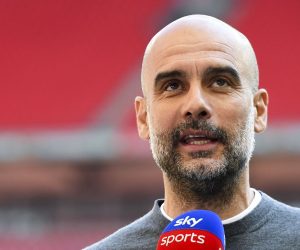 epa09158747 Manchester City manager Pep Guardiola talks to the media prior to the Carabao Cup Final between Manchester City and Tottenham Hotspur at Wembley in London, Britain, 25 April 2021.  EPA/ANDY RAIN EDITORIAL USE ONLY. No use with unauthorized audio, video, data, fixture lists, club/league logos or 'live' services. Online in-match use limited to 120 images, no video emulation. No use in betting, games or single club/league/player publications.