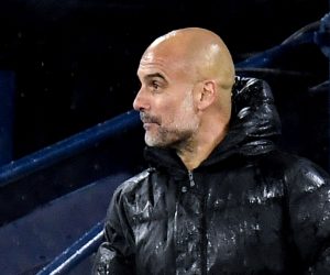 epa09177985 Manchester City's head coach Pep Guardiola reacts during the UEFA Champions League semi final, second leg soccer match between Manchester City and Paris Saint-Germain in Manchester, Britain, 04 May 2021.  EPA/PETER POWELL