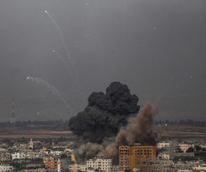 epa09192784 Smoke rises after an Israeli airstrike in Gaza City, 11 May 2021. At least one woman was killed after 130 rockets fired by Hamas from Gaza strip fell on Tel Aviv and neighbouring Israeli cities. A day earlier and in response to days of violent confrontations between Israeli security forces and Palestinians in Jerusalem, various Palestinian militants factions in Gaza launched rocket attacks that killed two Israelis in the city of Ashkelon. Israel Defense Forces (IDF) said they hit over 100 targets in Gaza Strip during retaliatory overnight strikes. The Health Ministry of Gaza strip said that at least 26 Palestinian, including nine children, were killed from the Israeli airstrikes. Israeli Prime Minister Benjamin Netanyahu said on 11 May that they will increase the rate and intensity of the strikes.  EPA/MOHAMMED SABER