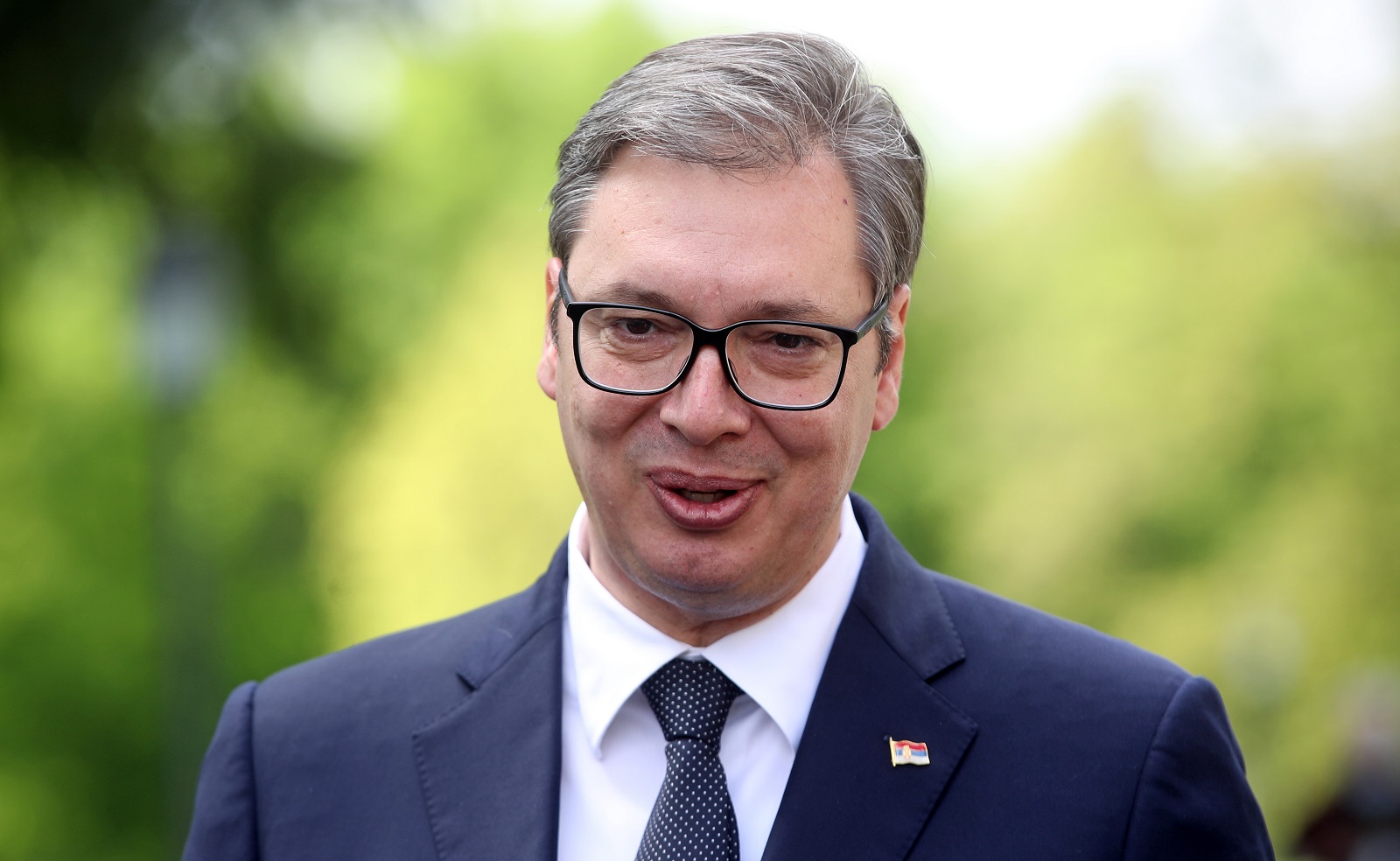 Brdo kod Kranja, 17.05.2021 - Srpski predsjednik Aleksandar Vucic dao je izjavu za medije nakon prvog dijela sastanka na vrhu Procesa Brdo-Brijuni u Brdu kod Kranja.
foto HINA/ Damir SENCAR/ ds
