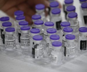 epa09214217 Vials of Pfizer COVID-19 vaccine are prepared for an inoculation drive in Marikina City, Metro Manila, Philippines, 20 May 2021. The Department of Health is working with local government units to suspend early announcements of vaccine brands available for scheduled vaccination dates and instead inform citizens right before inoculation in order to get consent. The move is aimed at encouraging equal confidence in all available vaccines and avoid overcrowding in inoculation centers caused by brand preference.  EPA/ROLEX DELA PENA