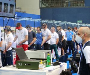 Osijek.Hrvatska.24.05.2021.Europsko prvenstvo u streljastvu EPSO odrzava se iove godine u Osijeku. Natjecanje u gadjanju zracnim pistoljem
Na fotografiji: Natjecatelji
Foto: FAH