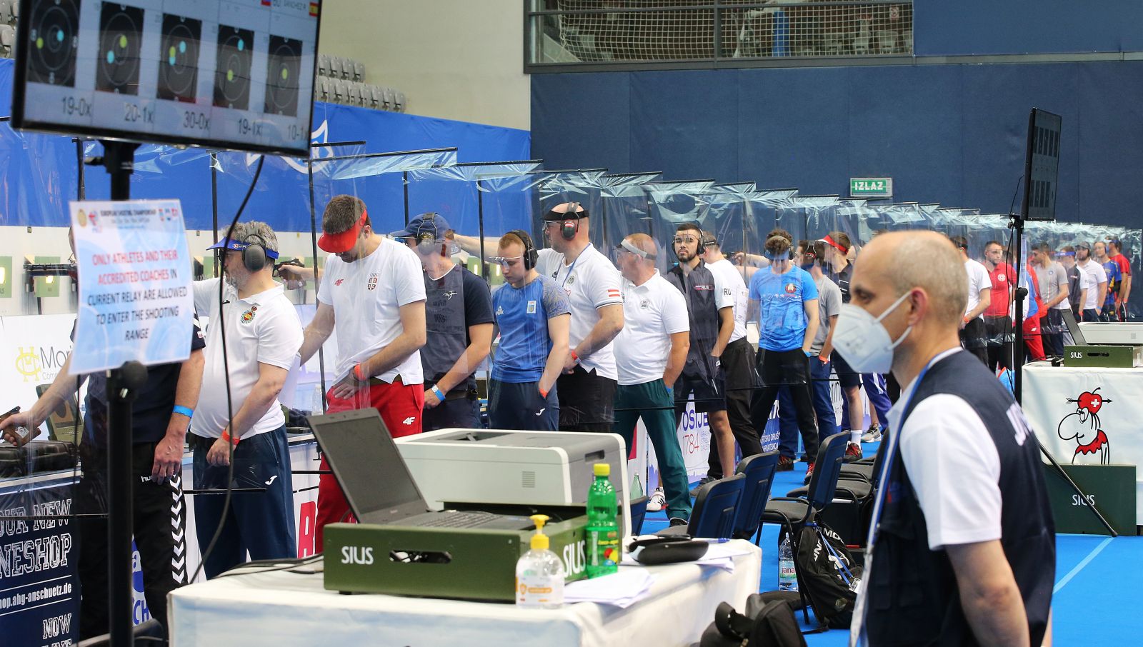 Osijek.Hrvatska.24.05.2021.Europsko prvenstvo u streljastvu EPSO odrzava se iove godine u Osijeku. Natjecanje u gadjanju zracnim pistoljem
Na fotografiji: Natjecatelji
Foto: FAH