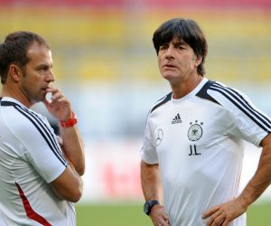 epa09226367 (FILE) - German national soccer team head coach Joachim Loew (R) and assistant coach Hansi Flick (L) lead their team's training session in Munich, Germany, 05 September 2013 (re-issued on 25 May 2021). Hansi Flick will become new head coach of the German national soccer team, the German Football Association (DFB) confirmed on 25 May 2021. Flick will succeed incumbent coach Joachim Loew after the UEFA EURO 2020 soccer championship.  EPA/ANDREAS GEBERT  GERMANY OUT *** Local Caption *** 50983253