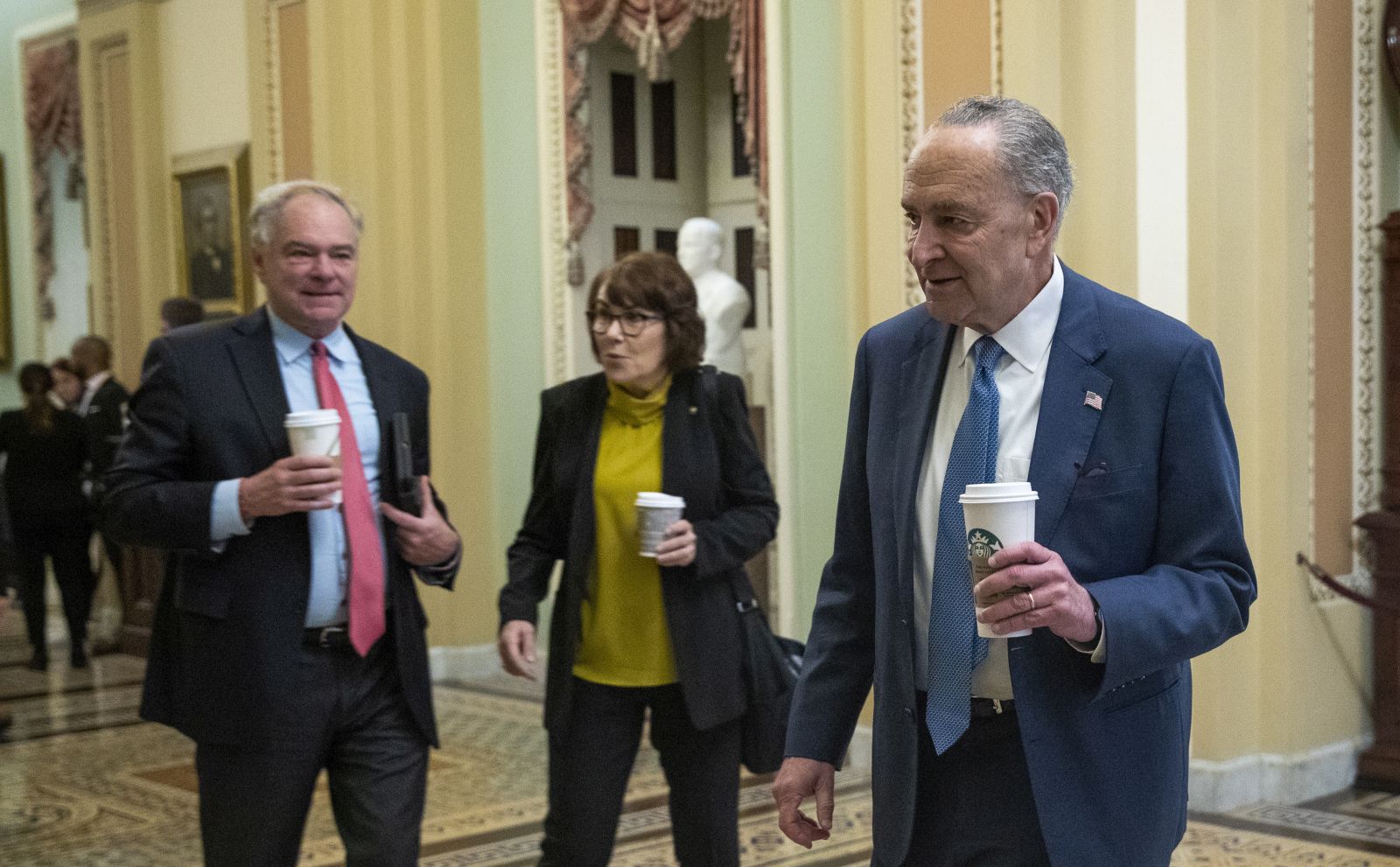 epa09233293 Senate Majority Leader Chuck Schumer walks to the Senate floor in the US Capitol in Washington, DC, USA, 28 May 2021. The Senate is working on the $250 billion US Innovation and Competition Act of 2021 intended to boost the country's ability to compete with Chinese technology and will follow that with a vote on the fate of the January 6 commission.  EPA/SHAWN THEW