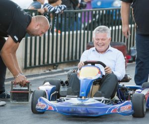 03.10.2013., Gospino polje, Dubrovnik - Danas je u Gospinu polju otvorena karting staza, otvaranju su nazocili i vozili karting gradonacelnik Andro Vlahusic, i dubrovacki borac Maro Perak. 
Photo: Grgo Jelavic/PIXSELL
