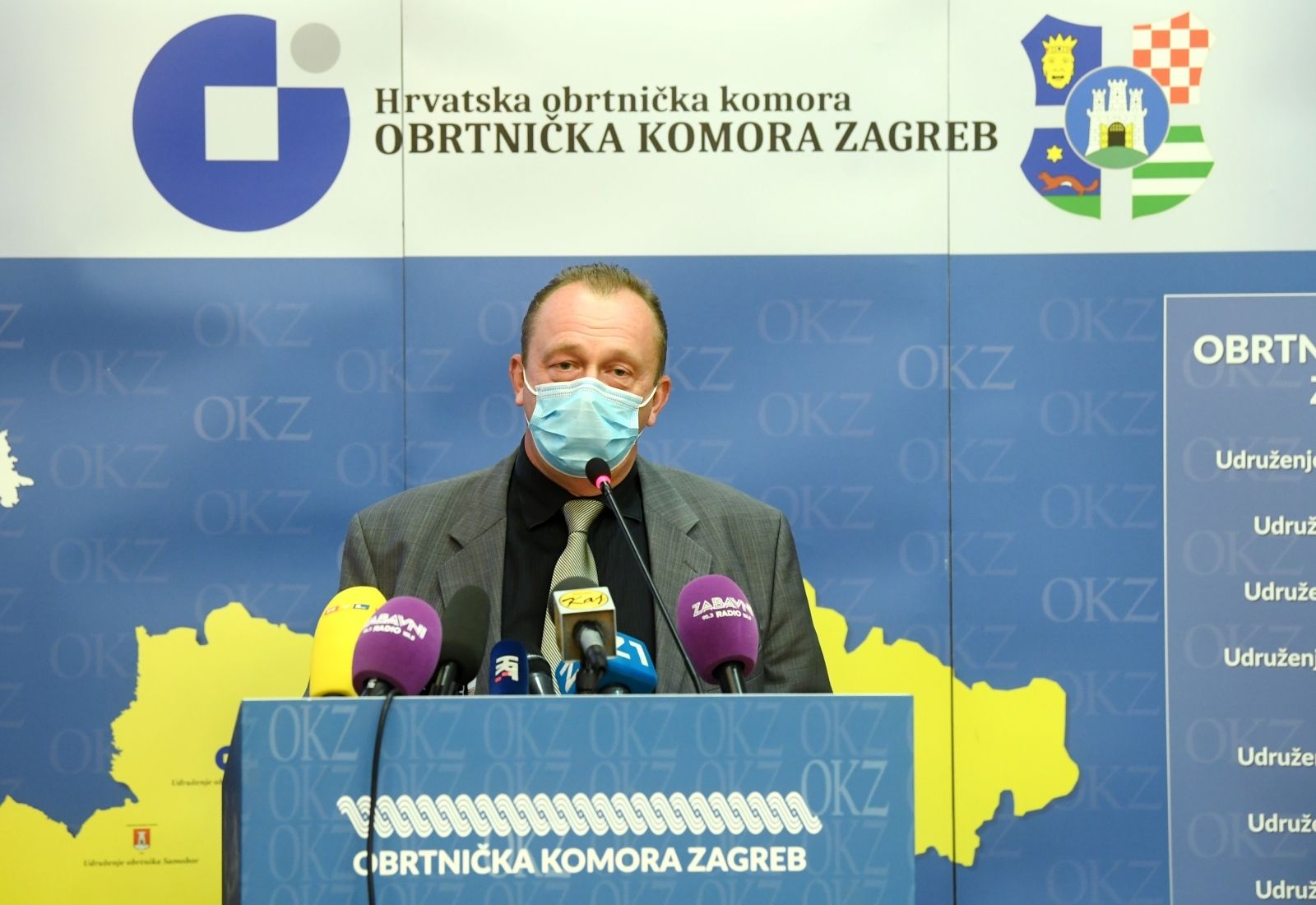 04.11.2020., Zagreb - Obrtnicka komora, konferencija za novinare Obrtnicke komore Zagreb na kojoj su obrtnici i ugostitelji pozvali sugradjane da postuju epidemioloske mjere. Zlatko Puntijar. Photo: Marko Lukunic/PIXSELL