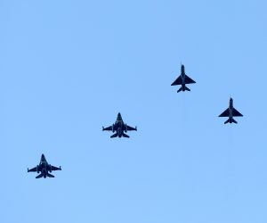 Knin: MiG-21 i izraelski borbeni avioni F-16 Barak zajedno u sklopu letačkog programa 05.08.2018., Knin - MiG-21 i izraelski borbeni avioni F-16 Barak zajedno u sklopu letackog programa povodom Dana pobjede i domovinske zahvalnosti te Dana hrvatskih branitelja. Photo: Dusko Jaramaz/PIXSELL