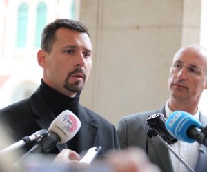 06.04.2021., Split - Ivica Puljak i Bojan Ivosevic na konferenciji za
medije najavili zajednicki izlazak na izbore. Photo: Ivo Cagalj/PIXSELL