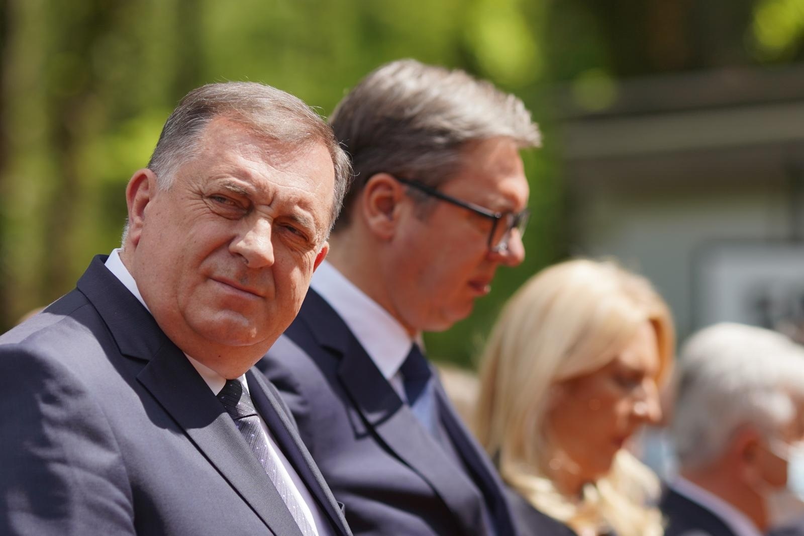 08.05.2021., Kozarska Dubica, Bosna i Hercegovina - Na Spomen-podrucju Donja Gradina obiljezen je Dan sjecanja na zrtve ustaskih zlocina u Drugom svjetskom ratu u koncentracijskom logoru Jasenovac i njegovom najvecem stratistu Donjoj Gradini. Milorad Dodik, Aleksandar Vucic Photo: Dejan Rakita/PIXSELL