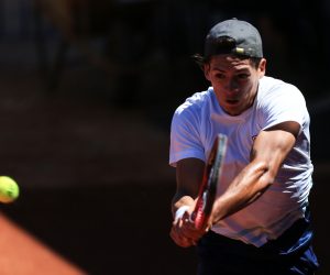 09.05.2021., Zagreb - Sebastian Baez iz Argentine u kvalifikacijskom mecu teniskog turnira ATP Challenger Zagreb Open protiv Duje Ajdukovica iz Hrvatske, na centralnom terenu Teniskog centra Maksimir. Photo: Marin Tironi/PIXSELL