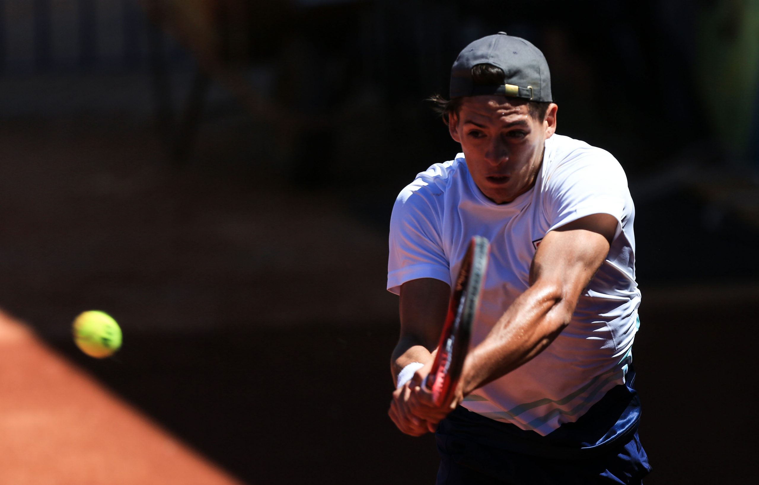 09.05.2021., Zagreb - Sebastian Baez iz Argentine u kvalifikacijskom mecu teniskog turnira ATP Challenger Zagreb Open protiv Duje Ajdukovica iz Hrvatske, na centralnom terenu Teniskog centra Maksimir. Photo: Marin Tironi/PIXSELL