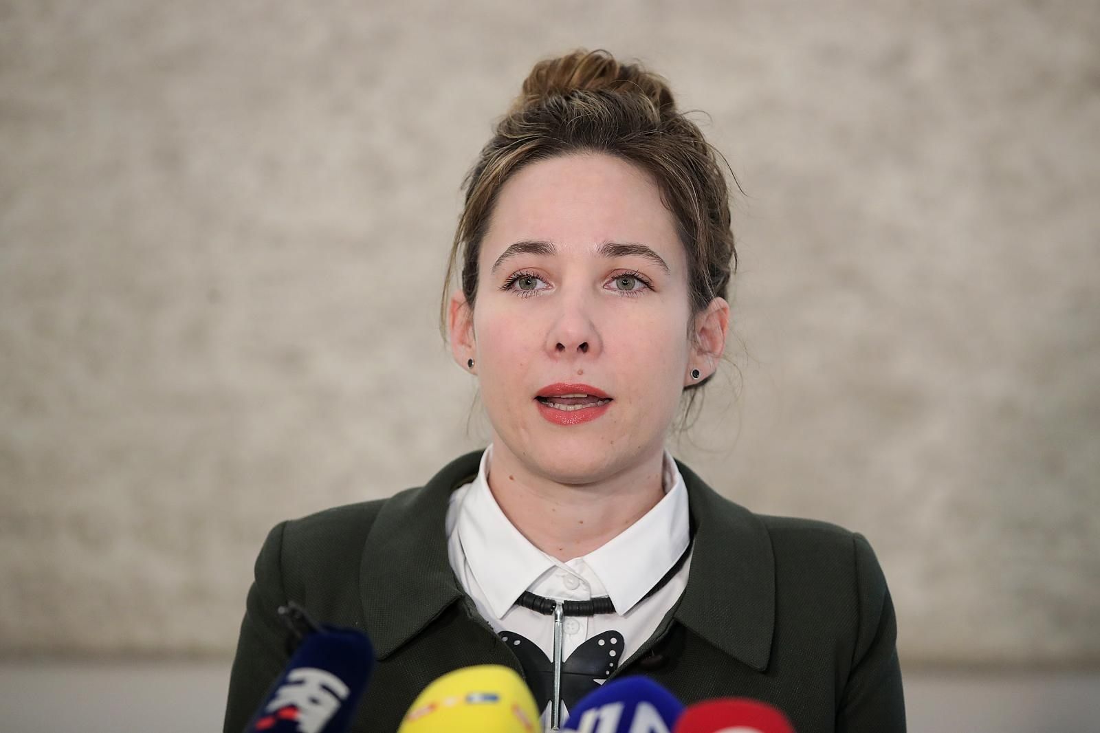 12.3.2021., Zagreb - Konferencija za medije Kluba zastupnika Mosta o temi: Najnoviji podatci o dramaticnom porastu obiteljskog nasilja u Sisacko moslavackoj zupaniji. Marija Selak Raspudic. 
Photo: Goran Stanzl/PIXSELL