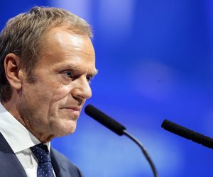 20.11.2019., Zagreb - Prvi dan dvodnevnog 24. izbornog kongresa Europske pucke stranke (EPP) u zagrebackoj Areni. Vise od 2000 sudionika iz 40 zemalja tijekom kongresa izabrat ce novo vodstvo Europske pucke stranke. Donald Tusk. 
Photo: Goran Stanzl/PIXSELL
