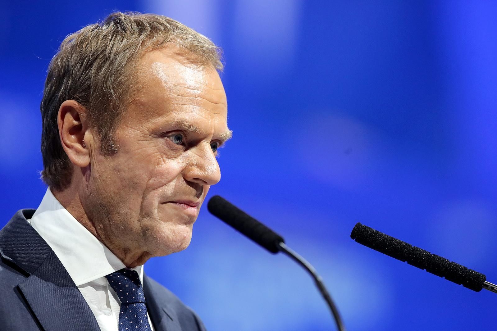 20.11.2019., Zagreb - Prvi dan dvodnevnog 24. izbornog kongresa Europske pucke stranke (EPP) u zagrebackoj Areni. Vise od 2000 sudionika iz 40 zemalja tijekom kongresa izabrat ce novo vodstvo Europske pucke stranke. Donald Tusk. 
Photo: Goran Stanzl/PIXSELL