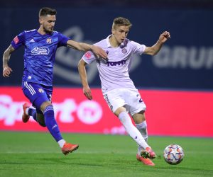 25.04.2021., stadion Maksimir, Zagreb - 31. kolo, Hrvatski Telekom Prva HNL, GNK Dinamo - HNK Hajduk. Stipe Biuk, Petar Stojanovic. 
Photo: Sanjin Strukic/PIXSELL