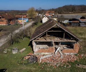 23.02.2021., Majske Poljane - Fotografija snimljena iz zraka prikazuje Majske Poljane i ostecenja koja su nastala u potresu koji je pogodio Sisacko-moslavacku zupaniju 29.12.2020. godine. Photo: Igor Kralj/PIXSELL
