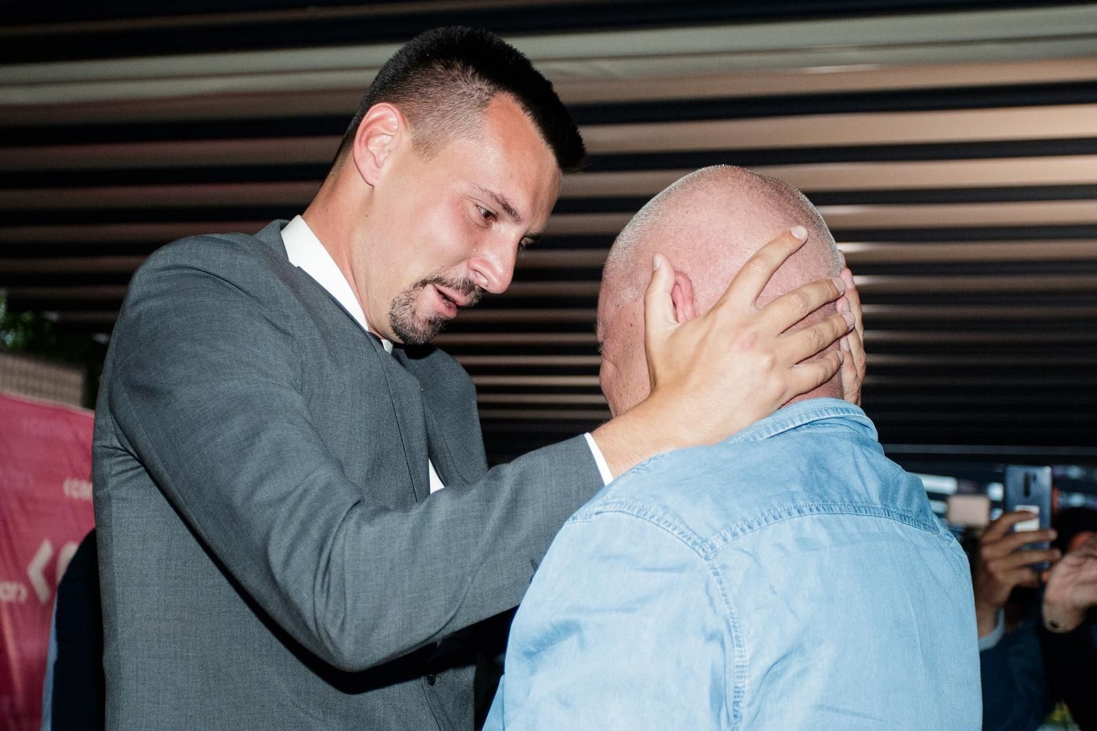 30.05.2021., Split - Izborni stozer Ivice Puljka.
Kandidat za zamjenika gradonacelnika Splita Bojan Ivosevic i njegova otac Nikola Ivosevic
Photo: Milan Sabic/PIXSELL