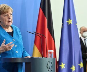 German Chancellor Angela Merkel holds a news conference in Berlin German Chancellor Angela Merkel speaks during a news conference in Berlin, Germany May 8, 2021. John MacDougall/Pool via REUTERS POOL