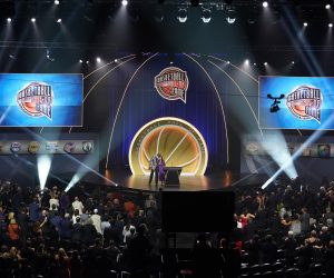 NBA: Naismith Memorial Basketball Hall of Fame-Enshrinement May 15, 2021; Uncasville, Connecticut, USA; Vanessa Bryant, wife of the late Kobe Bryant is hugged by presenter Michael Jordan after she spoke on KobeÕs behalf during the Class of 2020 Naismith Memorial Basketball Hall of Fame Enshrinement ceremony at Mohegan Sun Arena. Mandatory Credit: David Butler II-USA TODAY Sports David Butler II