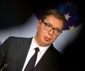 Serbian President Vucic visits Brussels Serbian President Aleksandar Vucic speaks during a joint media conference with European Union foreign policy chief Josep Borrell at the EEAS building in Brussels, Belgium April 26, 2021. Virginia Mayo/Pool via REUTERS POOL