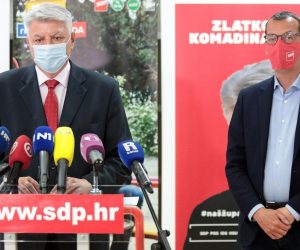 17.5.2021. Rijeka - Konferencija za medije Marka Filipovica i Zlatka Komadine (Sdp)  koji su usli u drugi krug lokalnih izbora za zupana i gradonacelnika Photo: Nel Pavletic/PIXSELL