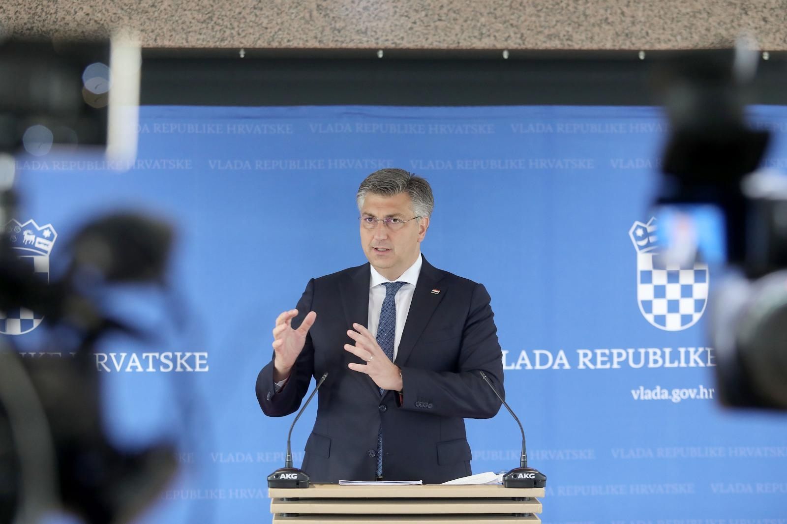 13.05.2021., Zagreb - Nakon sjednice Vlade premijer Andrej Plenkovic odrzao je konferenciju za medije. 
Photo: Patrik Macek/PIXSELL