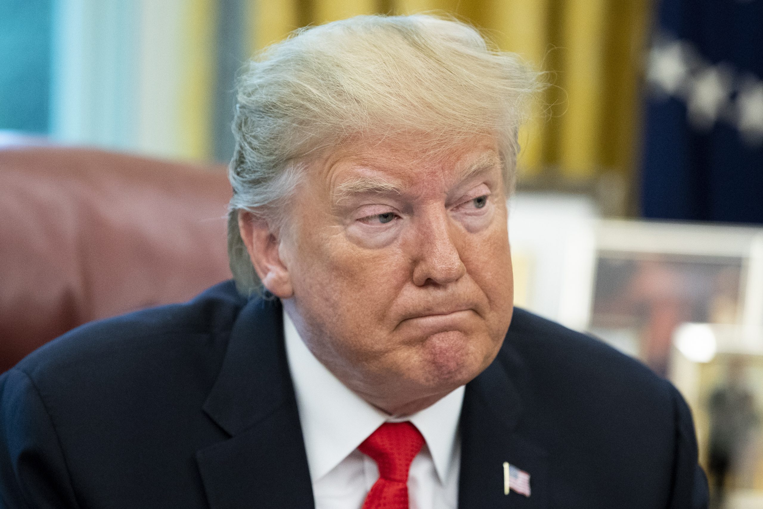 epa09179222 (FILE) - US President Donald J. Trump participates a briefing on Hurricane Dorian in the Oval Office of the White House in Washington, DC, USA, 04 September 2019 (reissued 05 May 2021). A suspension of former US president Trump from social media giant Facebook was upheld by the company's Oversight Board, the board said. Trump's Facebook and Instagram accounts were suspended over his role in the 06 January storming of the US Capitol by rioters.  EPA/MICHAEL REYNOLDS *** Local Caption *** 56617887