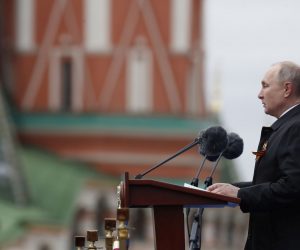 epa09186865 Russian President Vladimir Putin delivers a speech during the Victory Day military parade in the Red Square in Moscow, Russia, 09 May 2021. Russia holds its Victory Day parade annually on 09 May to mark the surrender of Nazi Germany in 1945.  EPA/DMITRY ASTAKHOV / SPUTNIK / GOVERNMENT PRESS SERVICE POOL  MANDATORY CREDIT