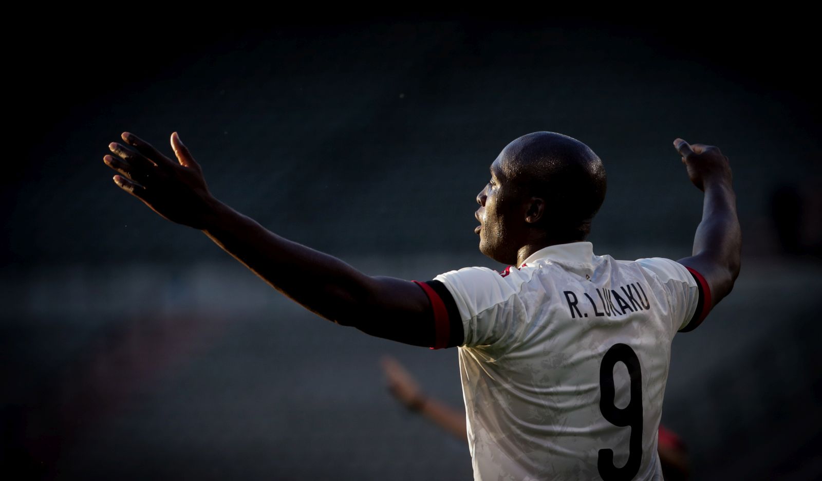 epa09251929 Romelu Lukaku of Belgium reacts during the International Friendly soccer match between Belgium and Croatia at King Baudouin stadium in Brussels, Belgium, 06 June 2021.  EPA/STEPHANIE LECOCQ